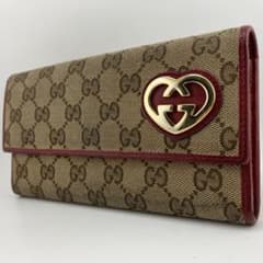 希少✨美品✨グッチ 長財布 ラブリーハート GGキャンバス ブラウン
