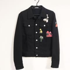 ディオールオム デニムジャケット 46 黒 ワッペン Gジャン エディ 