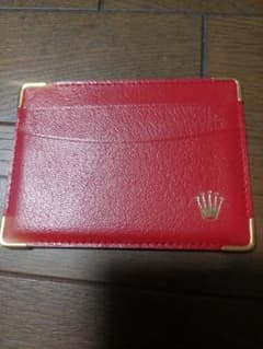 ROLEX カードケース レッド レザー ゴールド金具 - メルカリ