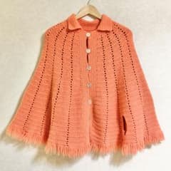ヴィンテージ 手編み ストール ショール ポンチョ クロシェ 古着 60s