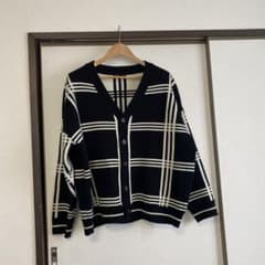 LOGUE 厚みチェックオーバーサイズカーディガンのサムネイル