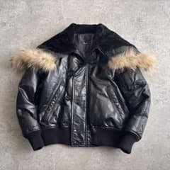極美品□Haruf【L】ホースレザー N-2B フライトジャケット ブラック 黒 