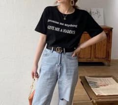 韓国ファッション♡Tシャツ　ブラックのサムネイル