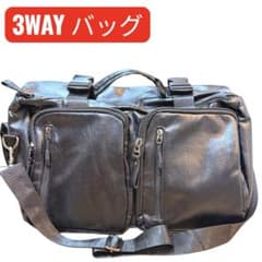 未使用級✨3WAY レザーバッグ 15インチPC対応 黒 軽量 防水のサムネイル