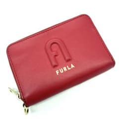 美品】フルラ 二つ折り財布 カードケース RITA リタ アーチロゴ 赤系