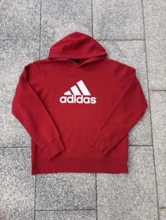 adidas 赤 フード付きパーカー　ロゴ　80s〜90sのサムネイル