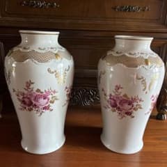 アンティーク 薔薇 金彩 ロココ調の花瓶(大)2点 - メルカリ