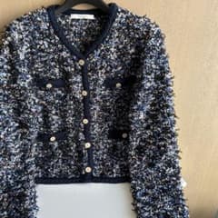 アナイANAYIメランジュツイードカーディガン2025 - メルカリ