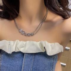 ハート チェーン 【数量限定】ネックレス ジルコン シルバー 喜平　新品