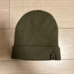 ミリタリー風ワッペン付き ニット帽 カーキのサムネイル