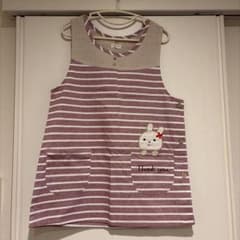 うさぎ刺繍 ボーダーエプロンのサムネイル