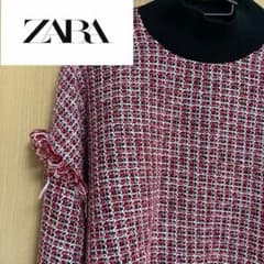 ✨良品✨ZARA ツイード　フリンジニット　カラフル　M レディースのサムネイル