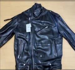 ZARA ブラックレザーライダースジャケットのサムネイル