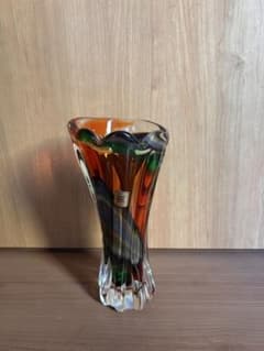 KAMEI GLASS ガラス花瓶 フラワーベース オレンジ グリーン - メルカリ