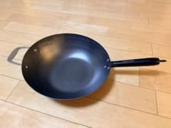 山田鉄工所特注品　窒化加工打ち出し中華鍋 日本製 鉄製 補助ハンドル付き33cmのサムネイル