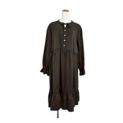 ANGELIEBE Frill Long Dress, Khaki Green, Relaxed Fit, Maternity