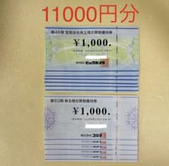 ビックカメラ コジマ 株主優待券 11000円分 - メルカリ