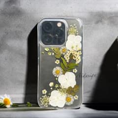 静寂に咲く、美しい押しドライフラワーケース、スマホケースiPhoneケースのサムネイル