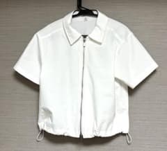 GU ジップアップ 半袖シャツ ホワイト Sのサムネイル