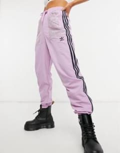 美品　adidas メッシュラインパンツ　ピンク　紫のサムネイル