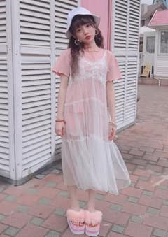 レース ロング キャミ ワンピース Bobon21のサムネイル