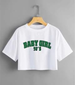 【韓国】クロップシャツ　Tシャツ　ホワイトのサムネイル