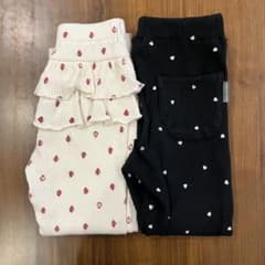 フリル付きイチゴ柄、うしろぽっけ付きハート柄のパンツセットのサムネイル