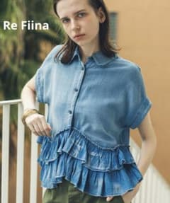 【新品　未使用】グレディブリリアン　Re Fiinaシアーデニムフリルブラウス 完売品❤️【新品タグ付き】Re Fiina❤️シアーデニムフリルブラウス