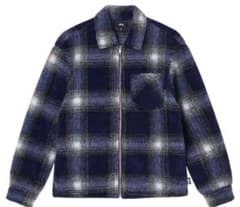stussy Shadow Plaid Sherpa Zip Shirt - メルカリ