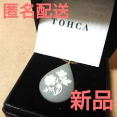 新品 カメオ　TOHCA ネックレス 陶華　ドロップ　バラ　陶器　しずく　未使用のサムネイル