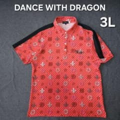 極美品✨ダンスウィズドラゴン スパンコール ロゴ ドラゴン刺繍 半袖 ポロシャツ 極美品 ダンスウィズドラゴン 総柄半袖ゴルフポロシャツ ワッフル生地