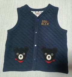 ミキハウス　DOUBLE B ネイビー クマ刺繍 ベスト　ダブルビー　Lのサムネイル