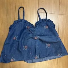 デニム風 キャミソール 花柄刺繍のサムネイル