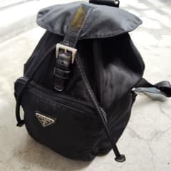 プラダ　ミニリュック　巾着　テスートナイロン　レザー　三角ロゴ　白タグ　美品　黒 プラダ ミニリュック 巾着 テスートナイロン レザー 三角ロゴ 白タグ