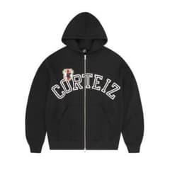 Corteiz Arch Shield Zip Hoodie - Black