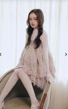 Volume lace sheer cami tops　ピンク・ベージュのサムネイル