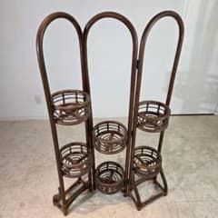 ヴィンテージ ラタン 籐 フラワースタンド 花台 開閉式 昭和レトロ