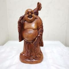 蔵出し特価 訳あり風水縁起物七福神 柘植材布袋さん 約28cm1kg 神棚に