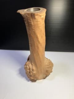 天然木 一輪挿し 花器 変木 瘤杢 金属落とし付き 高さ約25cm 木製 花瓶のサムネイル
