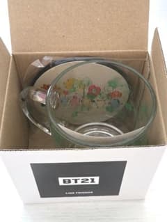 BT21 CHIMMY Glass Mug, Floral Pattern