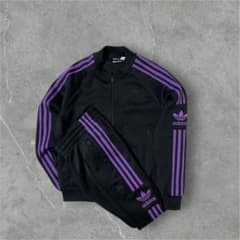 adidas　アディダス セットアップ 黒×紫 トラックジャケット Y2K adidas アディダス セットアップ 黒×紫 トラックジャケット Y2K - メルカリ