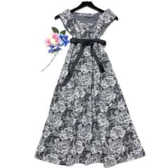 未使用級 ローラアシュレイ ロングワンピース 花柄 もちもちジャガード 