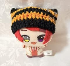 ちびぐるみ用ねこ耳ニット帽〜黒×オレンジ〜のサムネイル