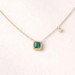 N057 ネックレス 人工エメラルド CZダイヤ S925 K18コート - メルカリ
