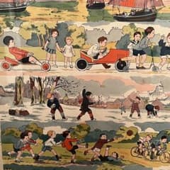 ヴィンテージ フランス 木版画 子供の遊び 広告 額装 アート フレーム 額絵 ヴィンテージ フランス 木版画 子供の遊び 広告 額装 アート フレーム