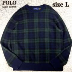 ポロラルフローレン クルーネックニット ブラックウォッチ L カシミヤ 