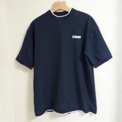 美品 TFW49 ティーエフダブリュー モックネック Tシャツ ネイビー