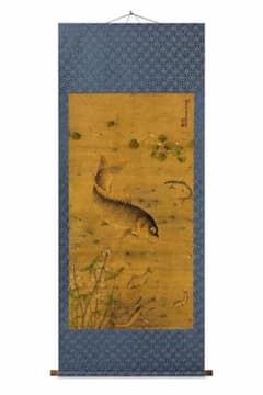 缪辅鱼藻图 中国画 掛け軸 水墨画 和室 玄関 茶室 壁掛け 美術品 缪辅鱼藻图 中国画 掛け軸 水墨画 和室 玄関 茶室 壁掛け 美術品