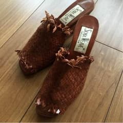 最終値下げ↓☆新品未使用☆ 本革 メッシュ ウェッジ サンダル【サイズ M】のサムネイル