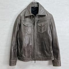 『A.S.M』アトリエサブ レザージャケット 牛革 ダブルジップアップ オリーブ